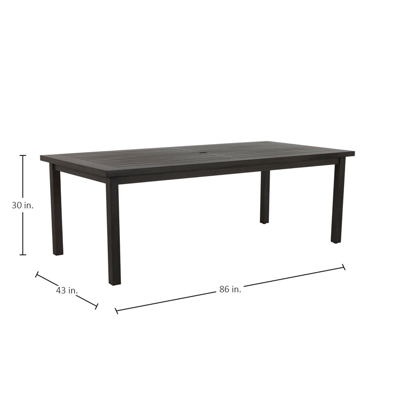 Club Aluminum Rectangular Dining Table Slate Gray, Slate Gray