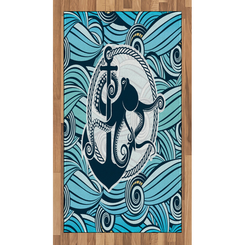 Octopus High Density Long Fiber Poly Threads Decorative Area Rug Carpet, Rectangle 2'7" x 5'