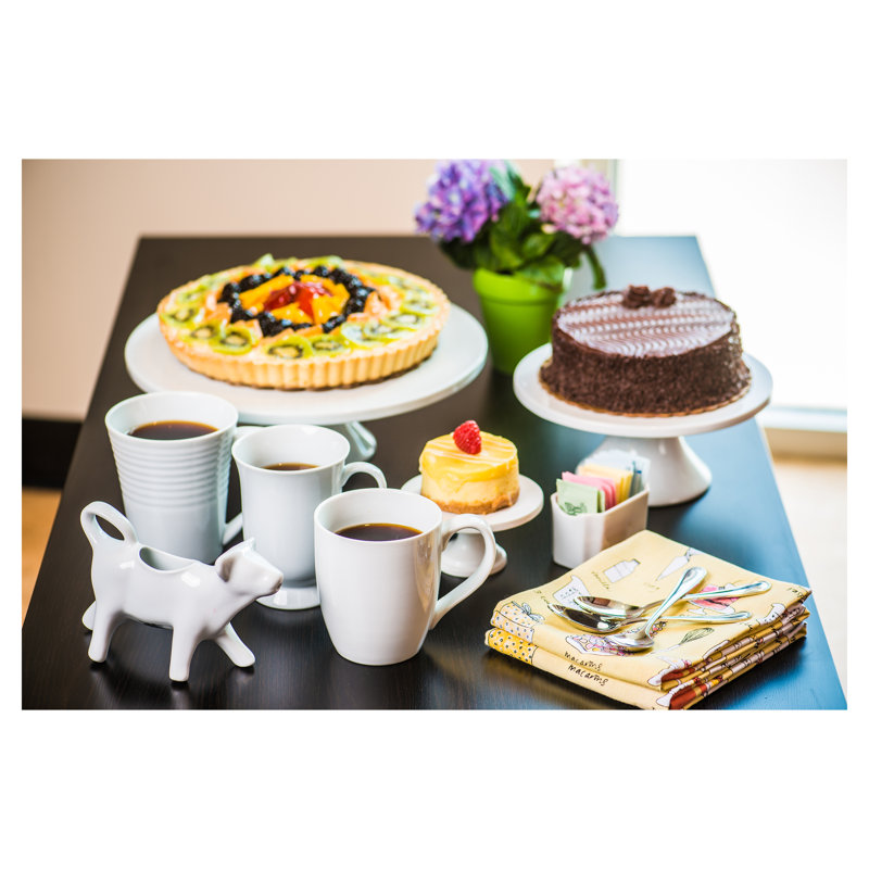 White Ceramic Round Pedestal Cake Stand, 8.5"