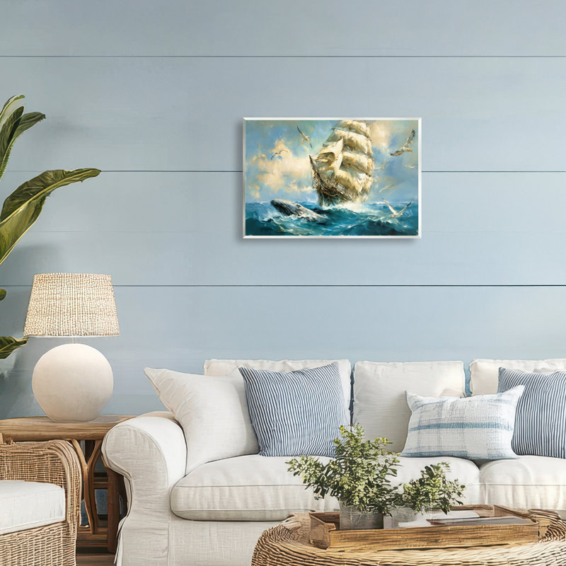 Plaque murale Clipper Ship & The Whale, design par Tina LeCour, H 13 po x l 19 po