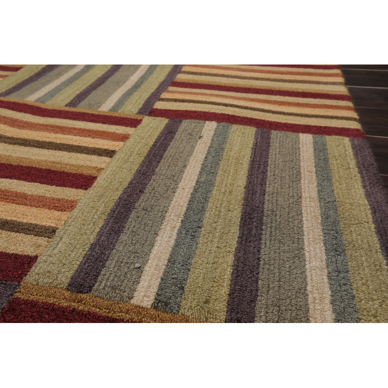 Tapis de zone gris en laine touffeté à la main