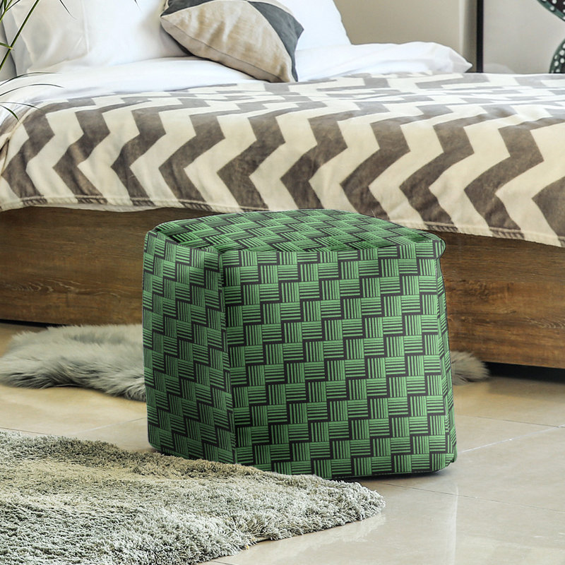 Repose-pieds cubique à rayures classic basketweave, Vert / noir