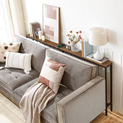 Console rustique avec station de charge Table de canapé étroite derrière le canapé avec prises et ports USB