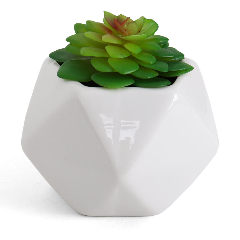 4'' Faux Succulent in Ceramic Planter