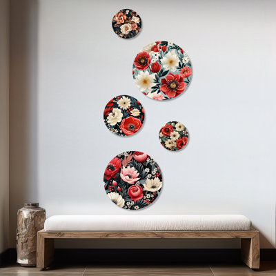 Cadwell - Floral Floral Round Wall Art Set Of 5