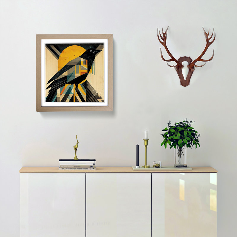 Crow Constructivism - Framed Print, Oak