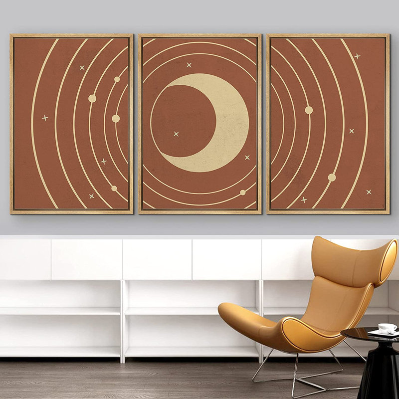3 pièces, cadre flottant, impression sur toile, H 24 po x l 48 po x P 1,5 po, Naturel