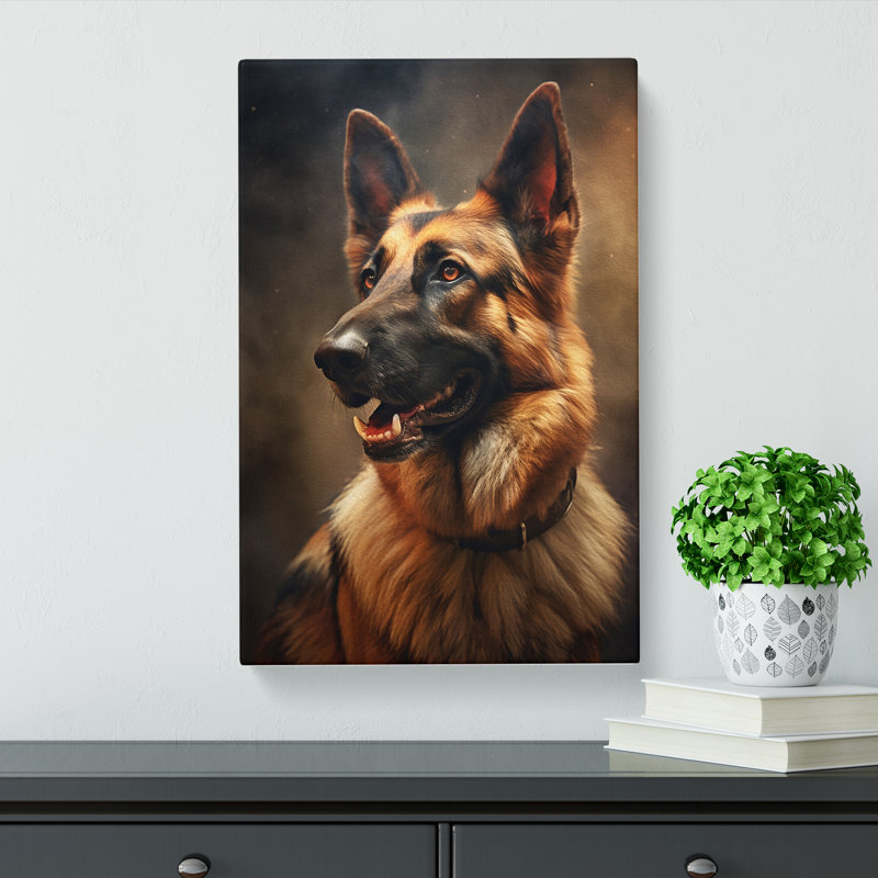 German Shepherd Romanticism - No Frame Print, 50cm H x 35cm W x 3cm D