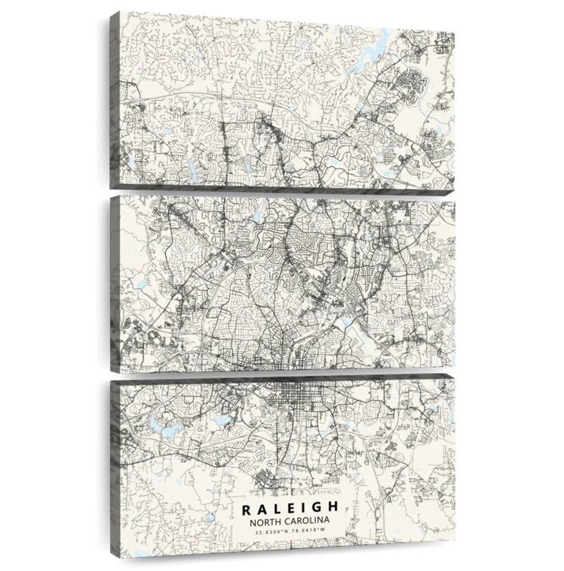 Aliaz White Raleigh Map, 65" H x 42" W