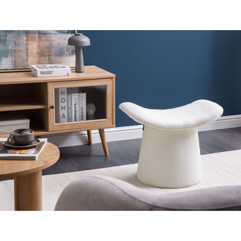 Pouffe RIDDLE Off-White Faux Fur 57 cm