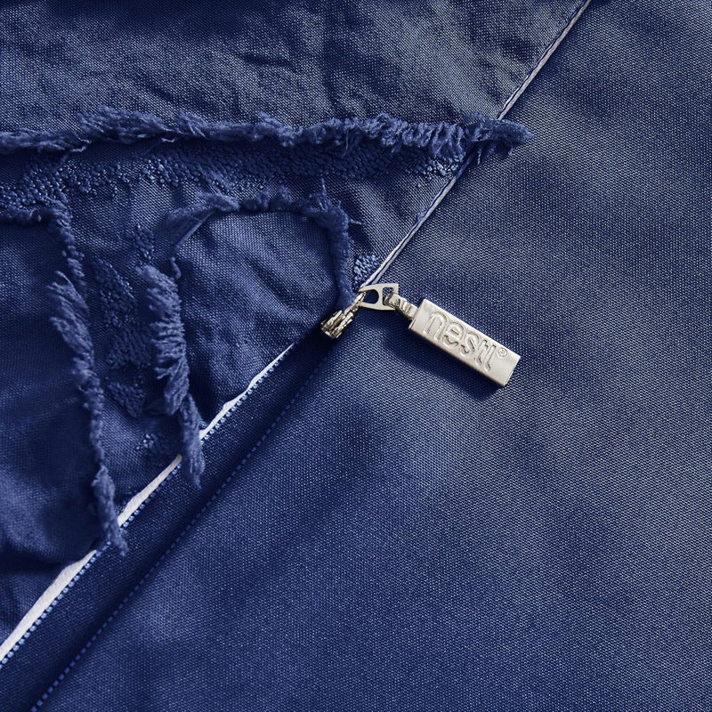 Soft All-Season Duvet Cover Set with Comforter Insert and Shams, Twin, Navy Blue