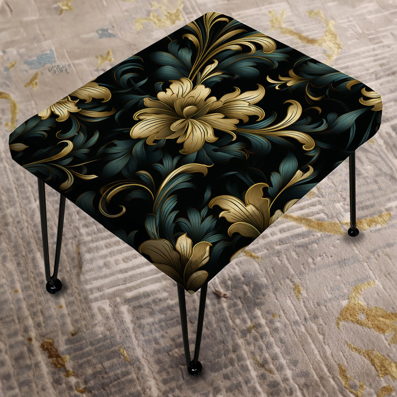 Gold And Green Luxury Damask Symphony - Damask Rectangle Ottoman