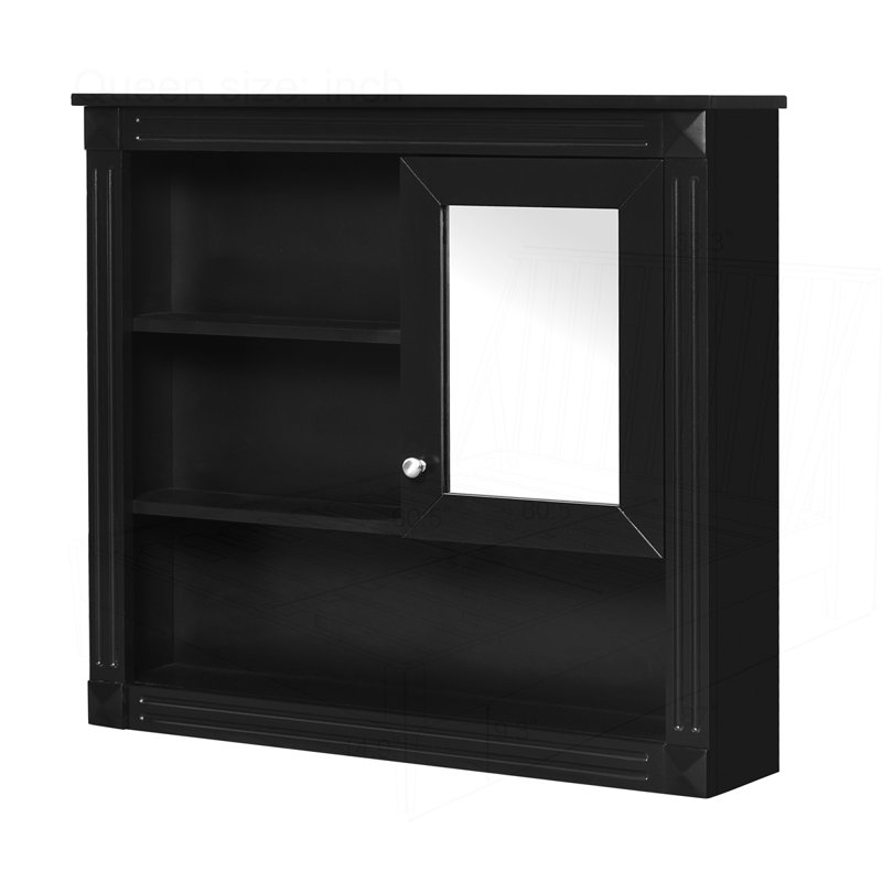 32" Bathroom Wall Cabinet with Mirror, Black