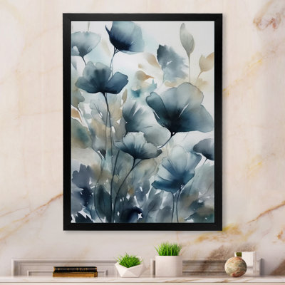 "Blue Leaf Foliage And Flowers III", reproduction d'art sur toile
