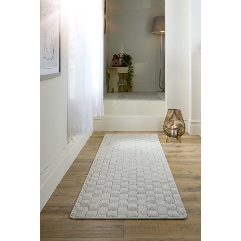 My Mat Sculptured Washable Basketweave Ivory Rug, Runner 67 x 150cm