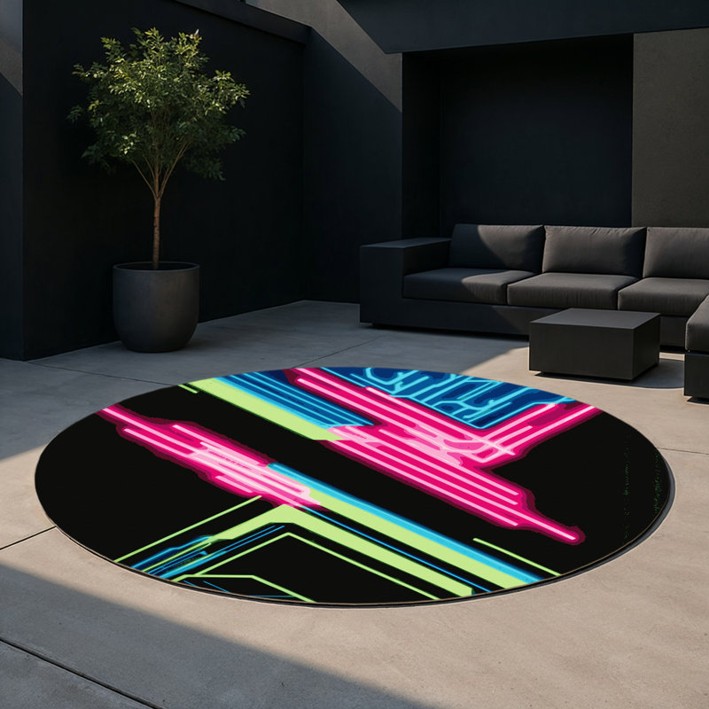 Fluorescent Echo Indoor And Outdoor Area Rug, Round 5'