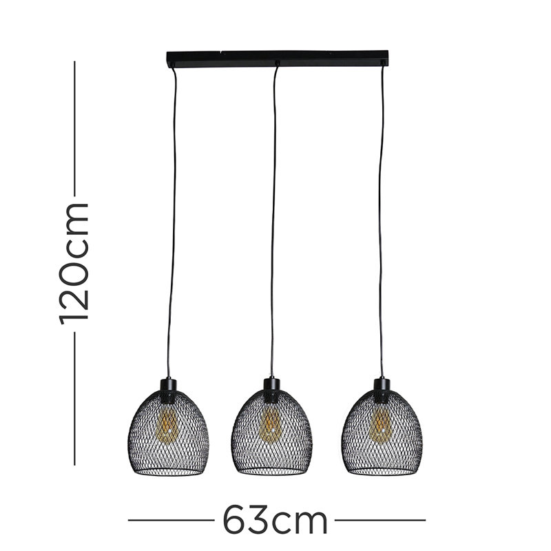 Blunt 3 - Light Kitchen Island Pendant, Matt Black