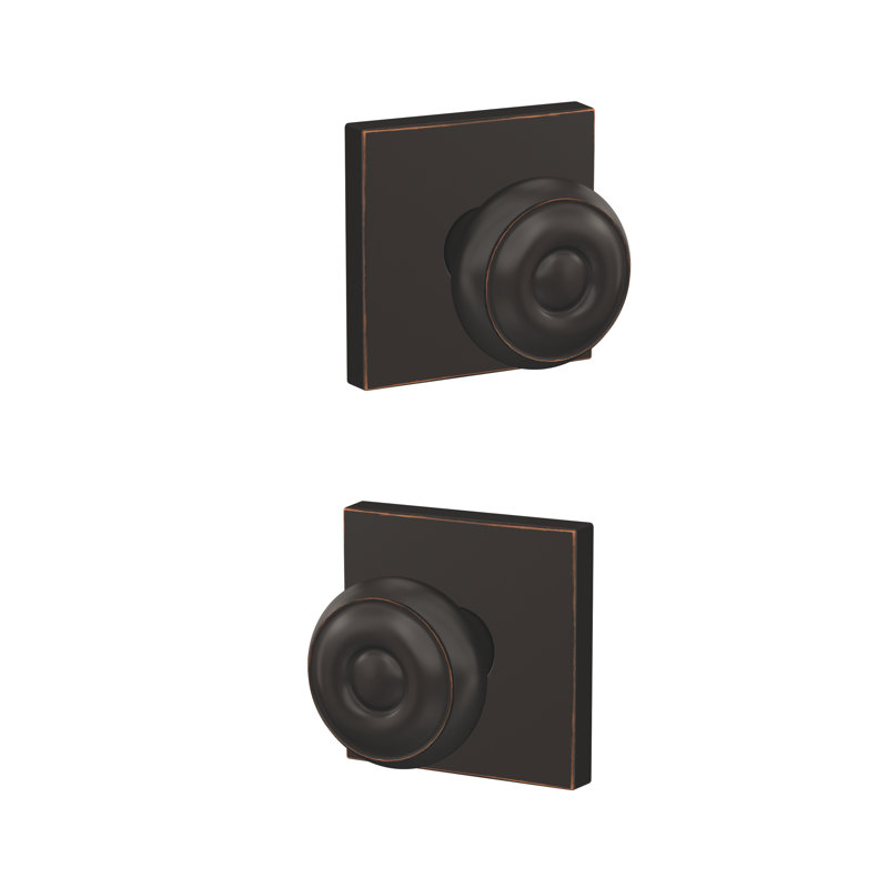 Georgian Hall-Closet and Bed-Bath Knob with Collins Trim, Aged Bronze