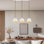 Luminaire suspendu pour îlot de cuisine 3 lumières à hauteur réglable avec capuchon en métal