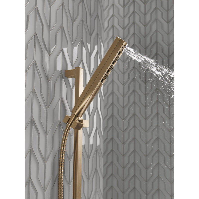 Pomme de douche à main Tetra H2Okinetic avec barre coulissante, douche à main, douche à main avec tuyau, Or