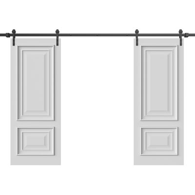 Porte de grange double 48 x 80 pouces IMPERIAL 1822 Émail blanc Ensemble de rails de 13 pi Portes intérieures à panneaux pleins
