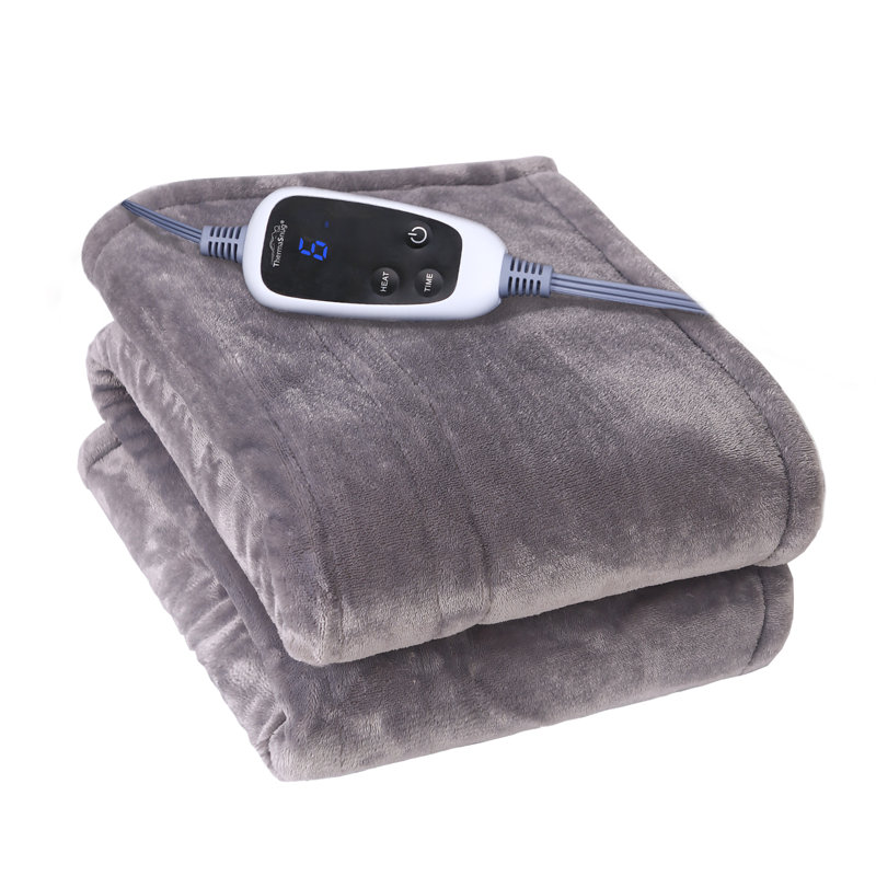 Electrically Heated Throw Blanket, Throw, Light Gray