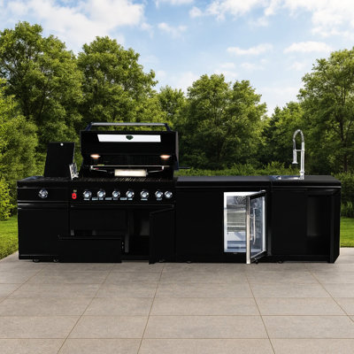 Black Gas Grill Four Burners, Stainless Steel Build, Versatile Cooking Zones, And Easy Maintenance For Outdoor - Burner Frame, Precise Heat Control, Area Compatibility