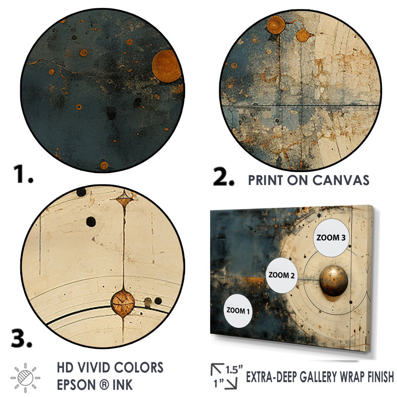 Décoration murale Quintero - Zodiac_106470, H 30 po x l 40 po x P 1,5 po, Toile avec cadre flottant noir