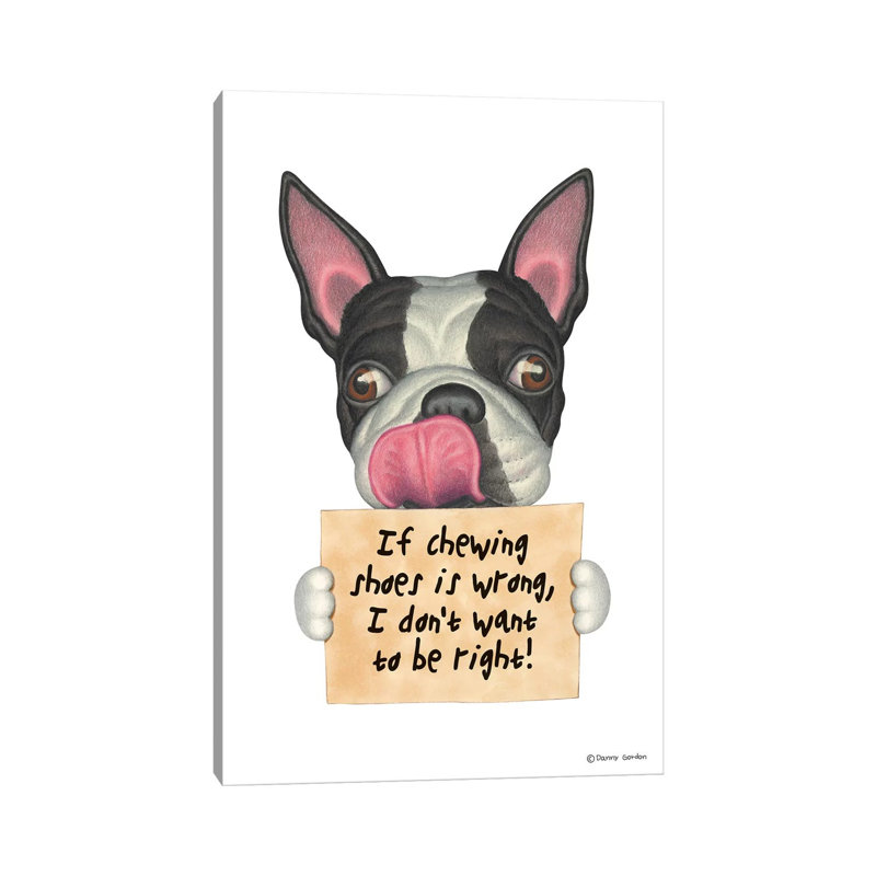«Boston Terrier I Don't Want to Be Right» par Danny Gordon, impression sur toile tendue, H 12 po x l 8 po x P 0,75 po