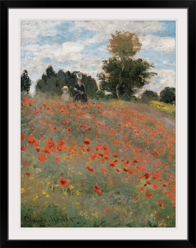 Poppy Field, 1873. Musee D by Claude Monet - Print, Black Frame, 24" H x 20" W x 1" D
