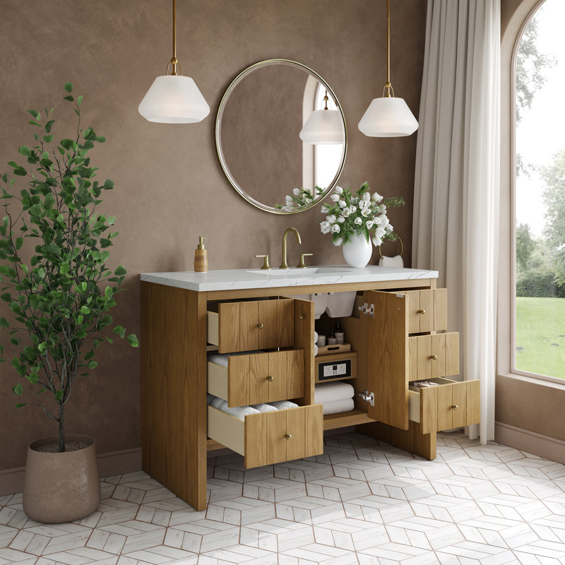 Meuble-lavabo simple 48 po Hudson, Ethereal Noctis, Light Natural Oak