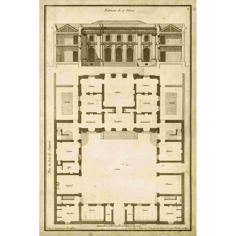Construction rétro et plan I, H 18 po x l 12 po