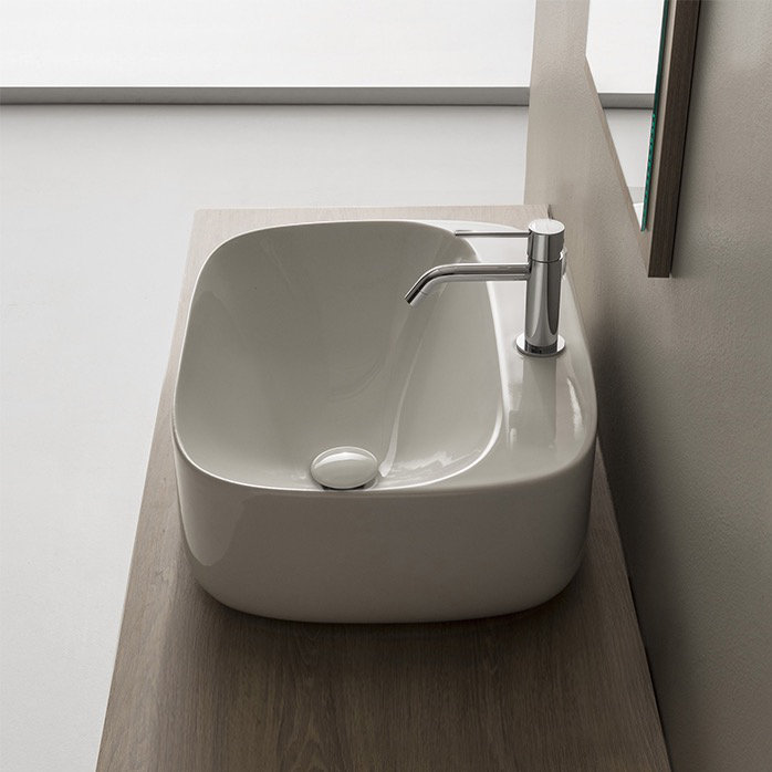Scarabeo By Nameeks Moon 17'' White Ceramic Oval Bathroom Sink, Single Hole