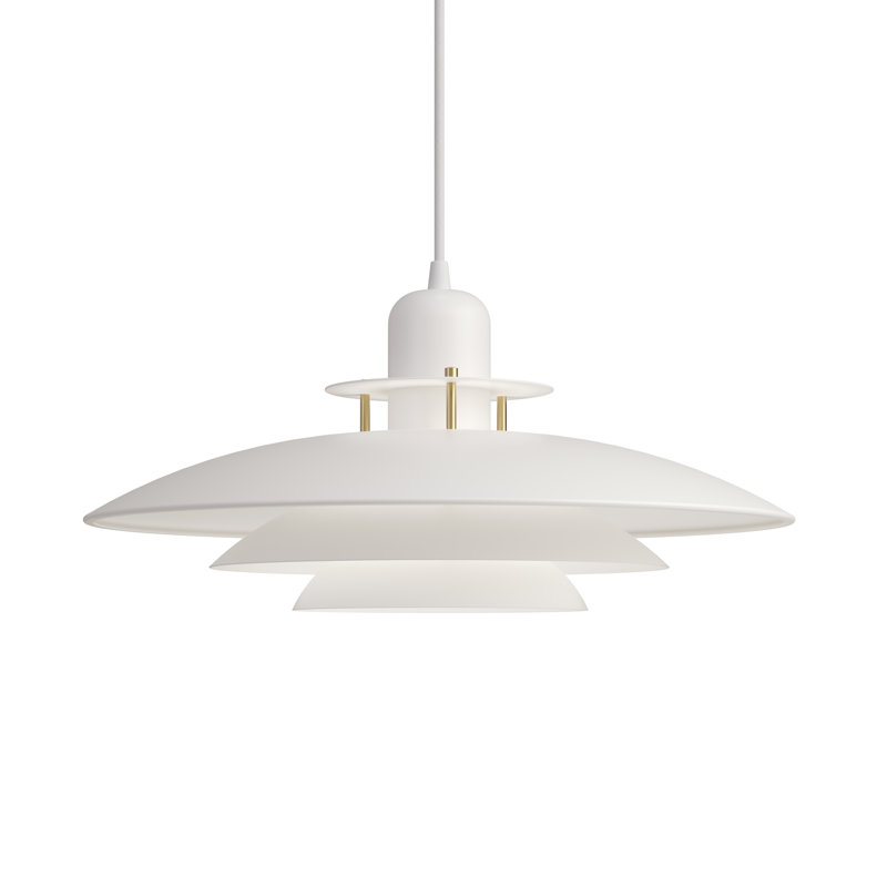 Primus 1 - Light Unique/Statement Pendant, 20cm H x 43cm W x 43cm D, White/Brass