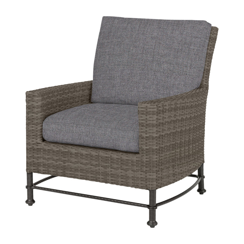 Alexee Woven Lounge Chair Frame with Cushions, Cast Ash Sunbrella® Plainweave, Ash II, Mink