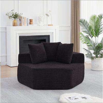 Méridienne simple hexagonale de 54 pouces de style moderne, avec des arrangements polyvalents et une conception modulaire; Ce canapé revêtu de chenille est idéal pour les salons, les salles de jeux, les salons et les chambres à coucher.