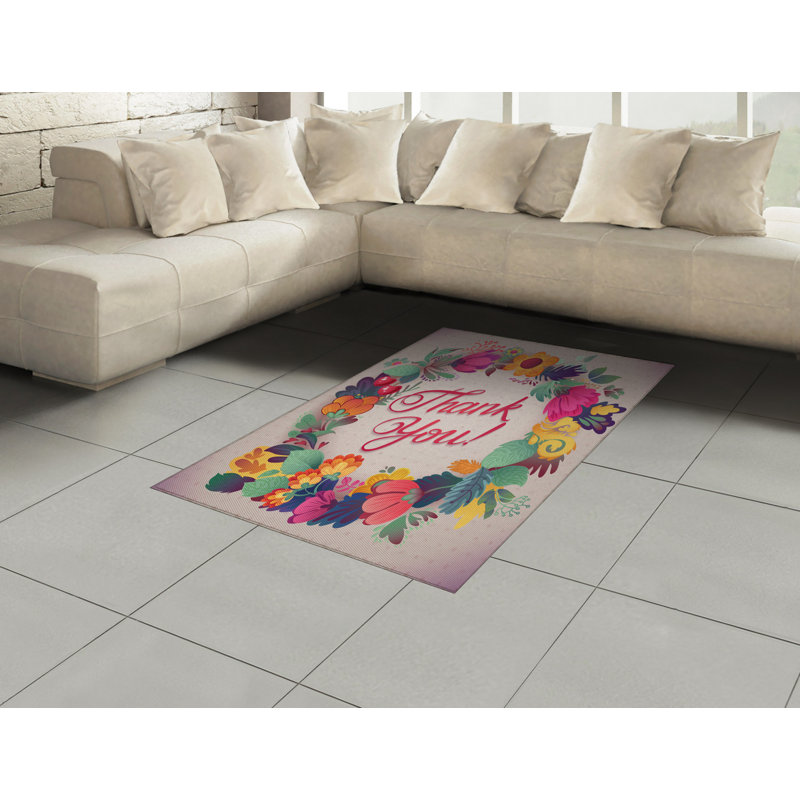 Flower High Density Long Fiber Poly Threads Decorative Area Rug Carpet, Rectangle 4' x 5'8"
