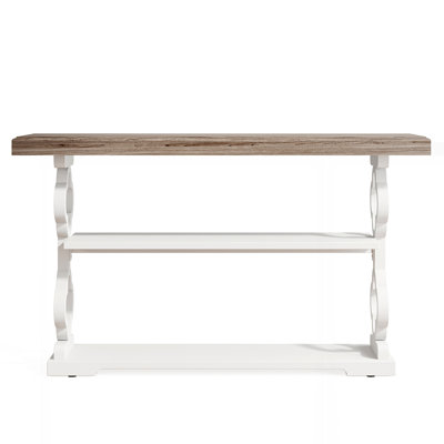 55" French Country Console Table with 3 Storage Shelves