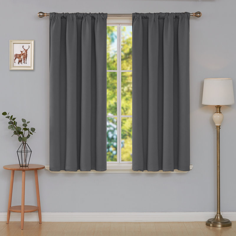 Maksymilan Room Darkening Curtain Pair, 38" W x 45" L, Gray