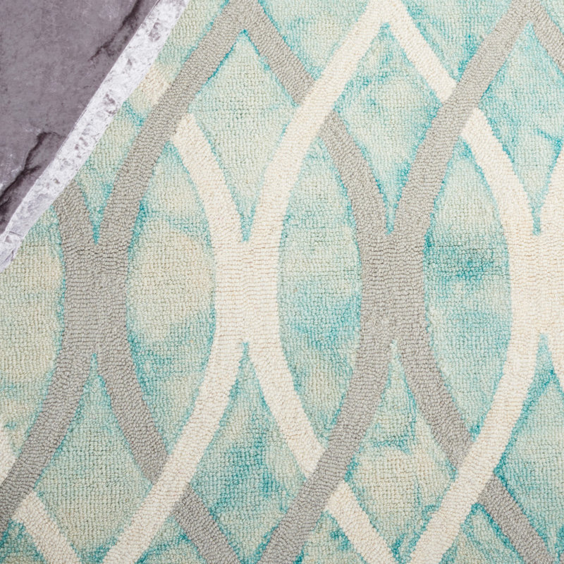Amekia Hand Tufted Wool Geometric Rug, Rectangle 5' x 8'