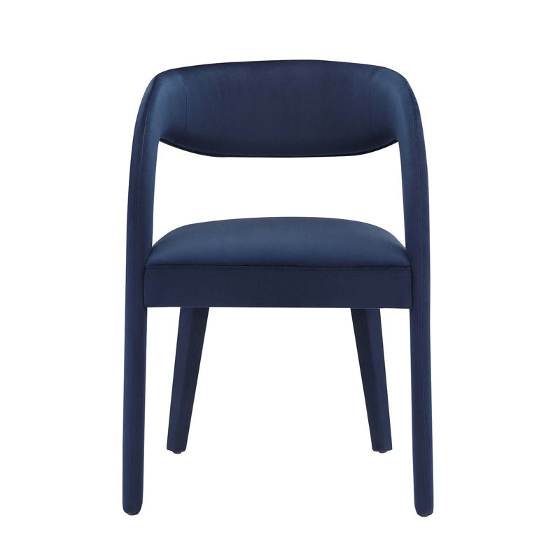 Modway Pinnacle Boucle Upholstered Dining Chair, Velvet Midnight Blue
