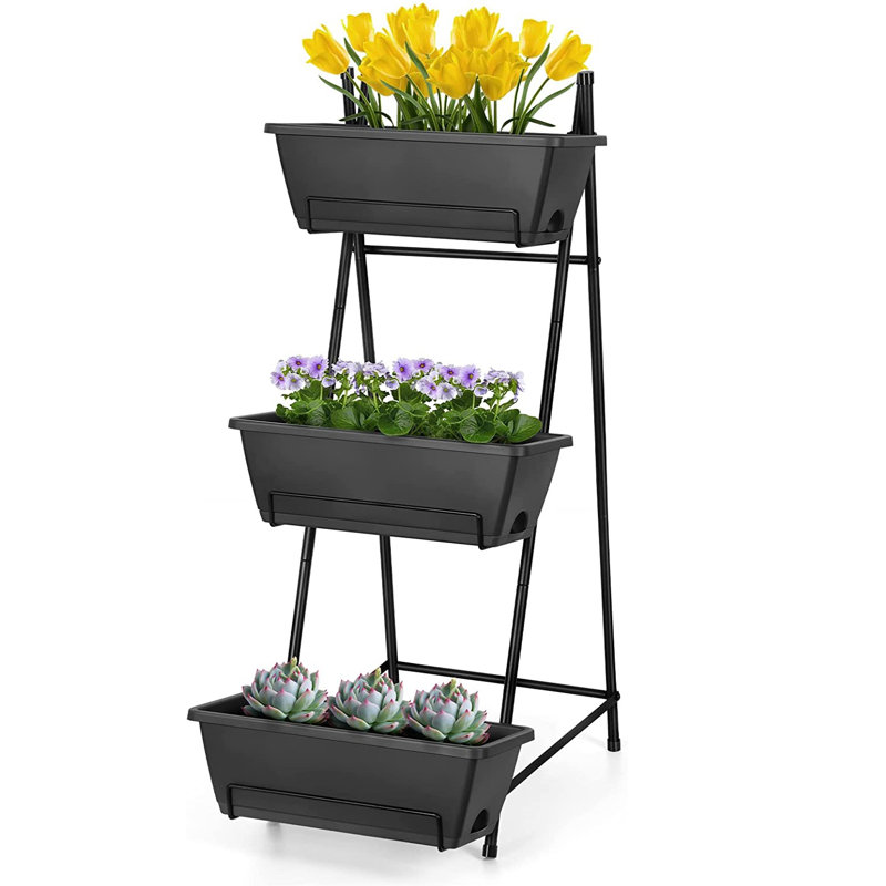 Jardin vertical en plastique Nathanim, H 37,7 po x l 16,8 po x P 16 po, gris