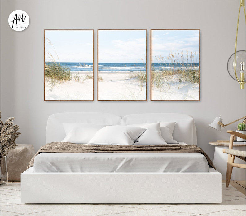 Art mural océan, décor de maison de plage, impressions côtières ou toiles, H 36 po x l 72 po x P 1,5 po