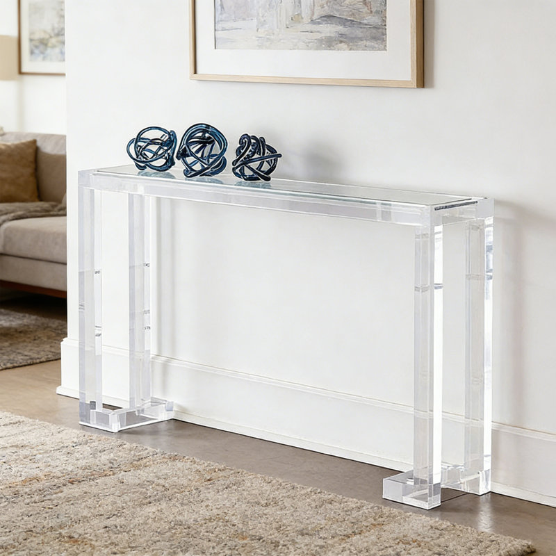 Console simple et transparente en verre acrylique, H 31,5 po x l 55,12 po x P 11,81 po