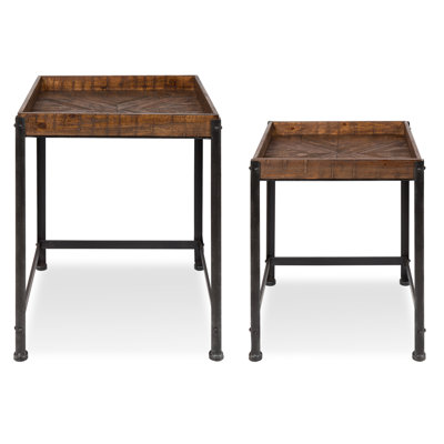 Lottie Solid Wood Tray Top Nesting Tables