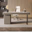Bureau en pierre frittée de luxe moderne avec plusieurs tiroirs et poignées dorées-2029896735