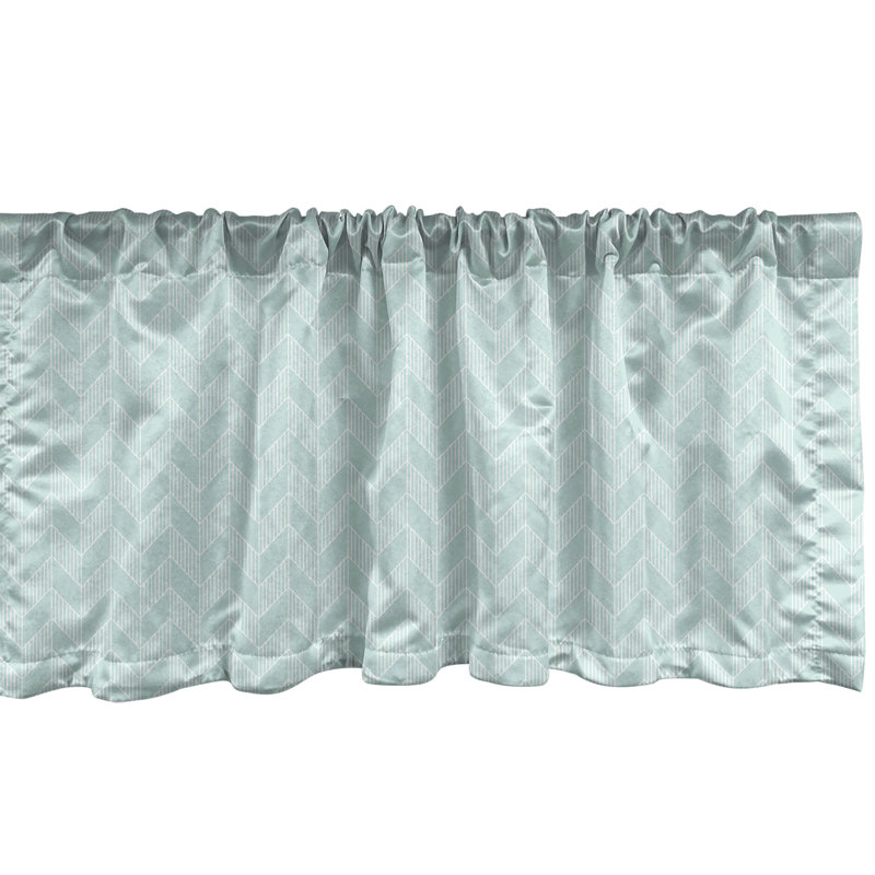 Pastel Green and White Zigzag Satin Rod Pocket Valance Set