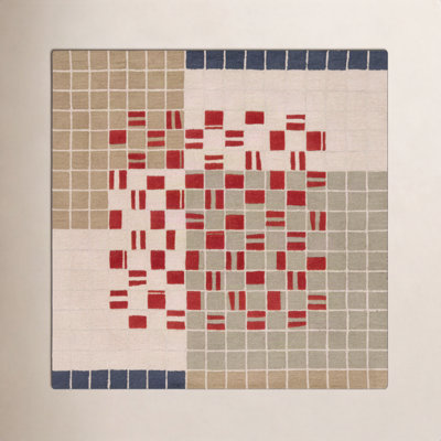Elswick Gray Red Hand-Tufted Geometric Wool Rug