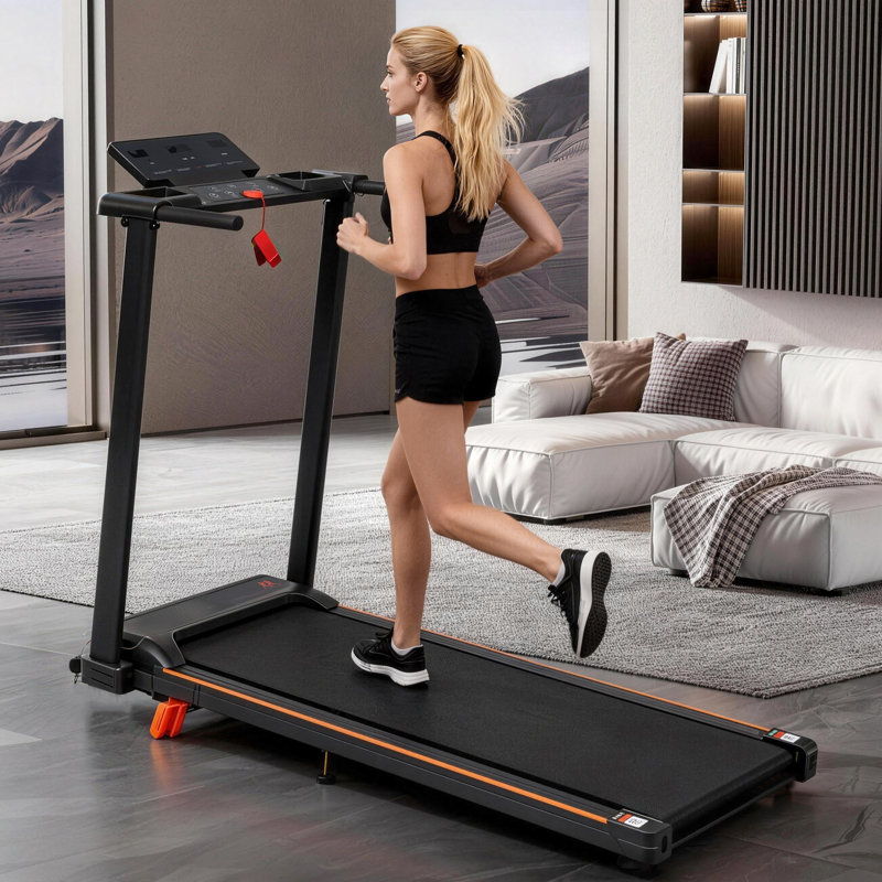 Tapis roulant de 3,0 hp avec inclinaison de 8%, pliable et portatif, capacité de 265 lb, 4 pieds de support réglables pour une utilisation à domicile Inclinaison de 3,0 hp, exercice privé, pieds, canal de course spacieux