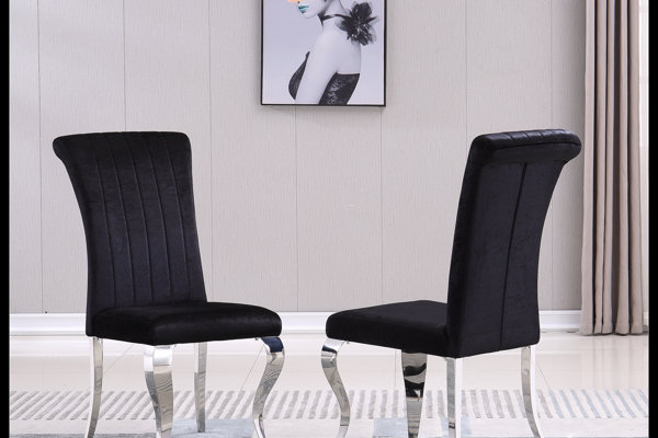 Chaises de salle à manger rembourrées Modern, Noir, Argent